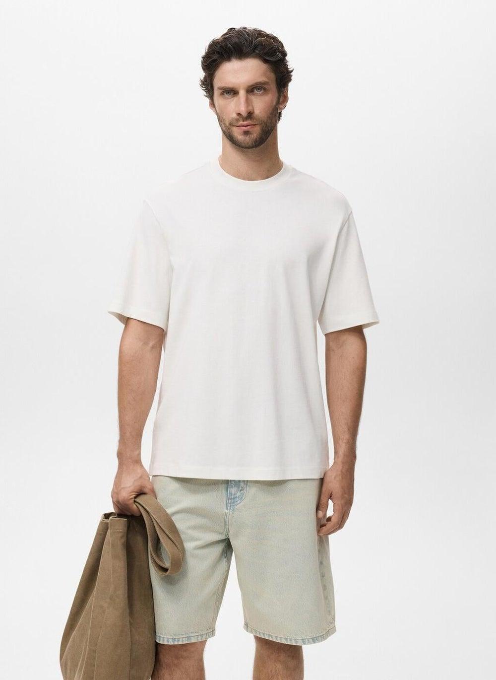 Heavyweight 100% Cotton Relaxed-Fit T-Shirt Off-White - Image 1
