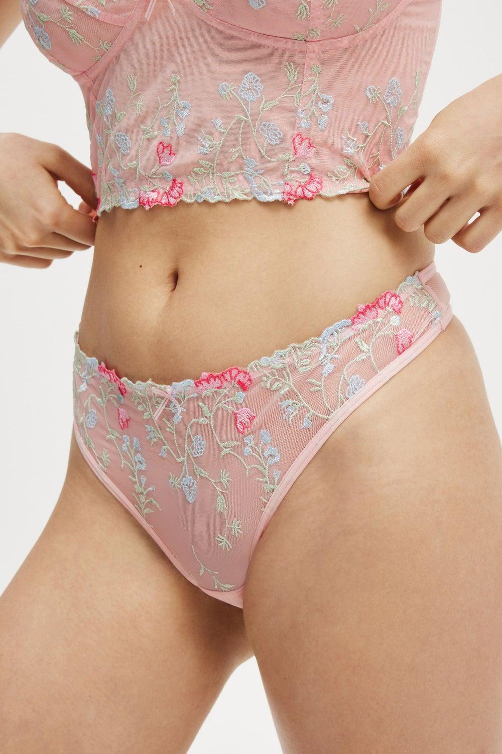 Margot Embroidered Mesh G-String Brief - Image 1