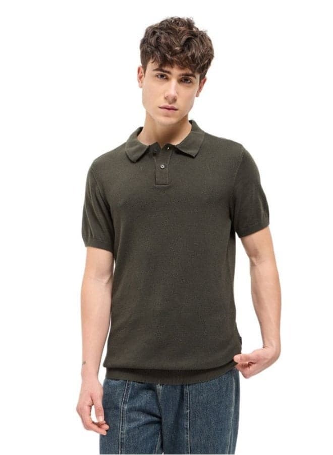 Men’s Green Cotton Polo Shirt Classic Collar Style - Image 1