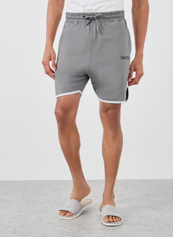 SNOOZE Grey Cotton Knitted Pyjama Shorts with Piping - Image 1