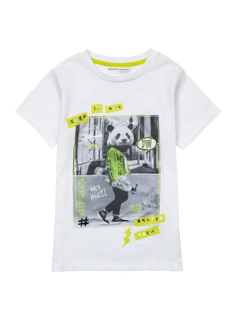 Boys White Cotton T-Shirt with Photographic Print - Image 1