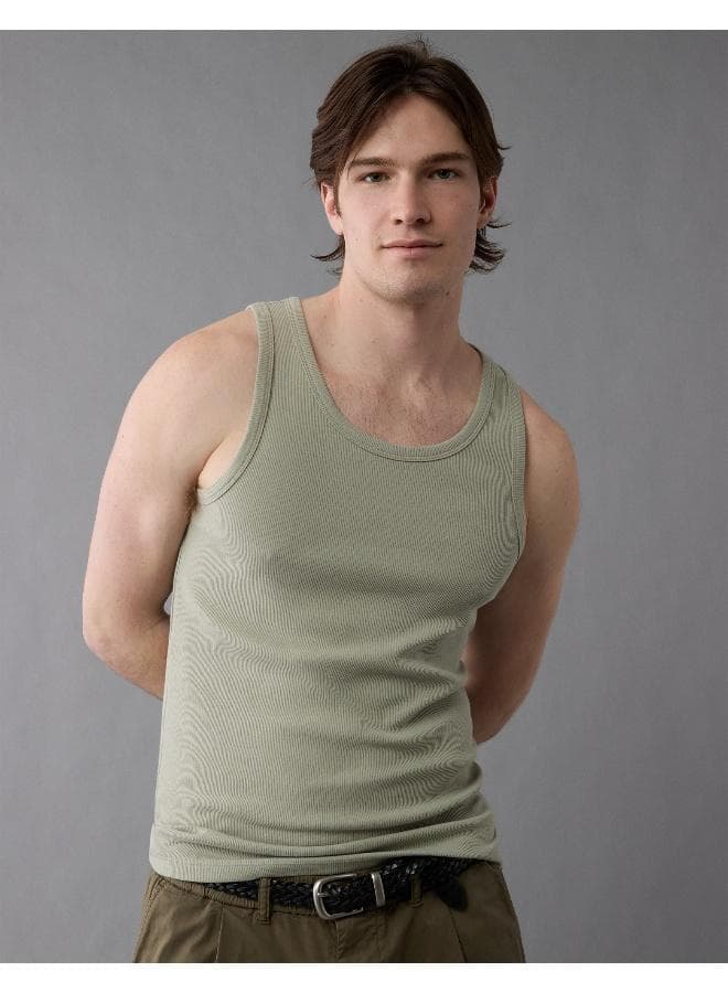 AE Ribbed Tank Top in Soft Green Comfort - Image 1