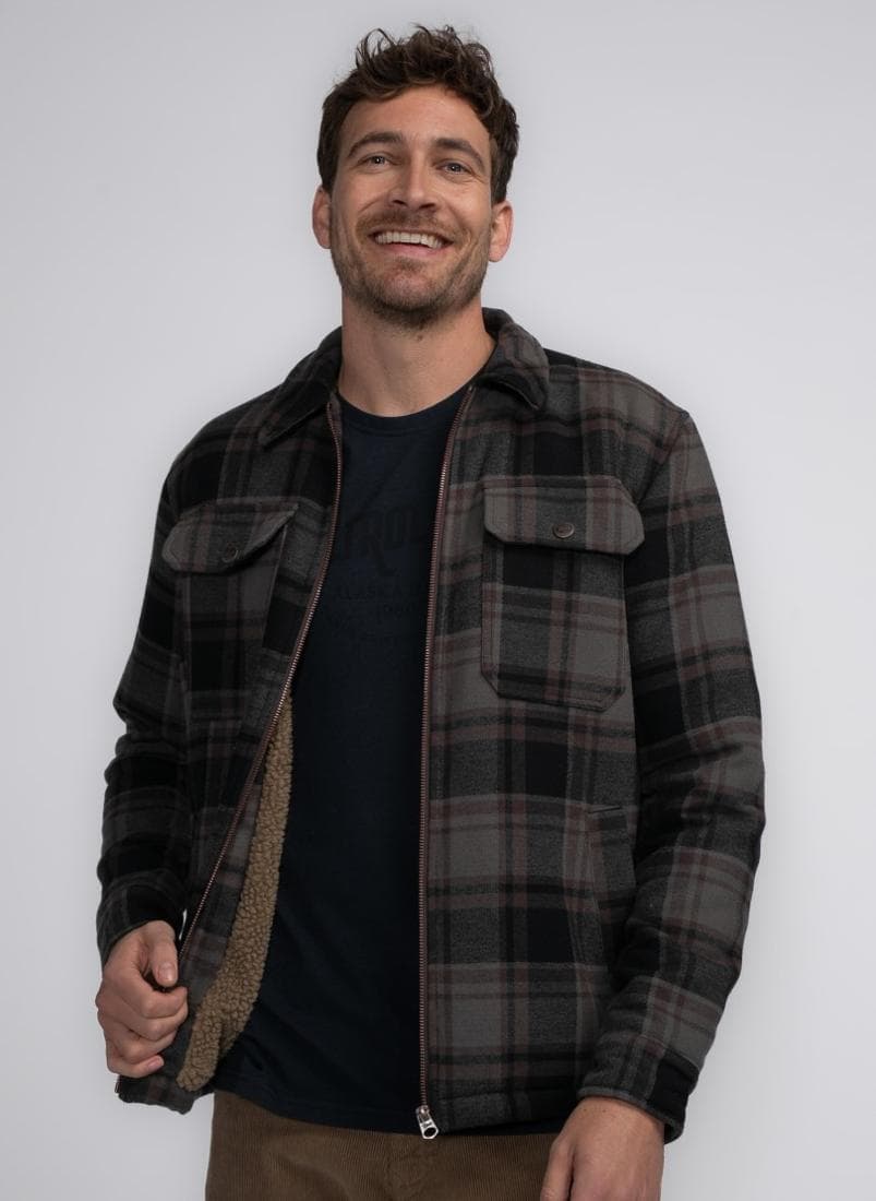 Timber Wood Check Lined Overshirt for Men - Image 1