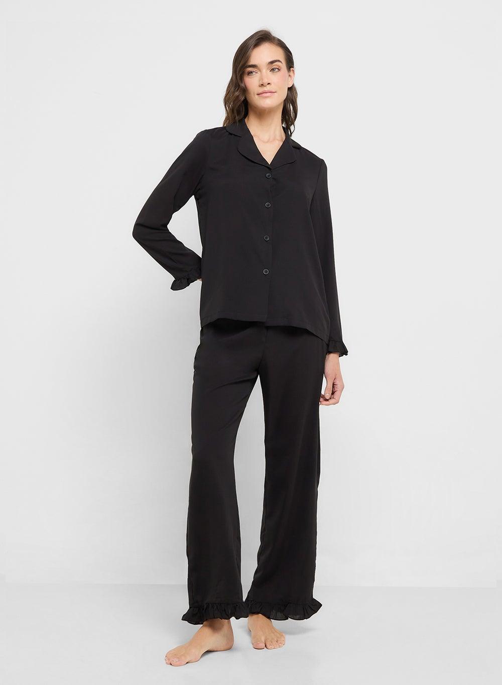 Black Top & Pant Pyjama Set 250319 46 - Image 1