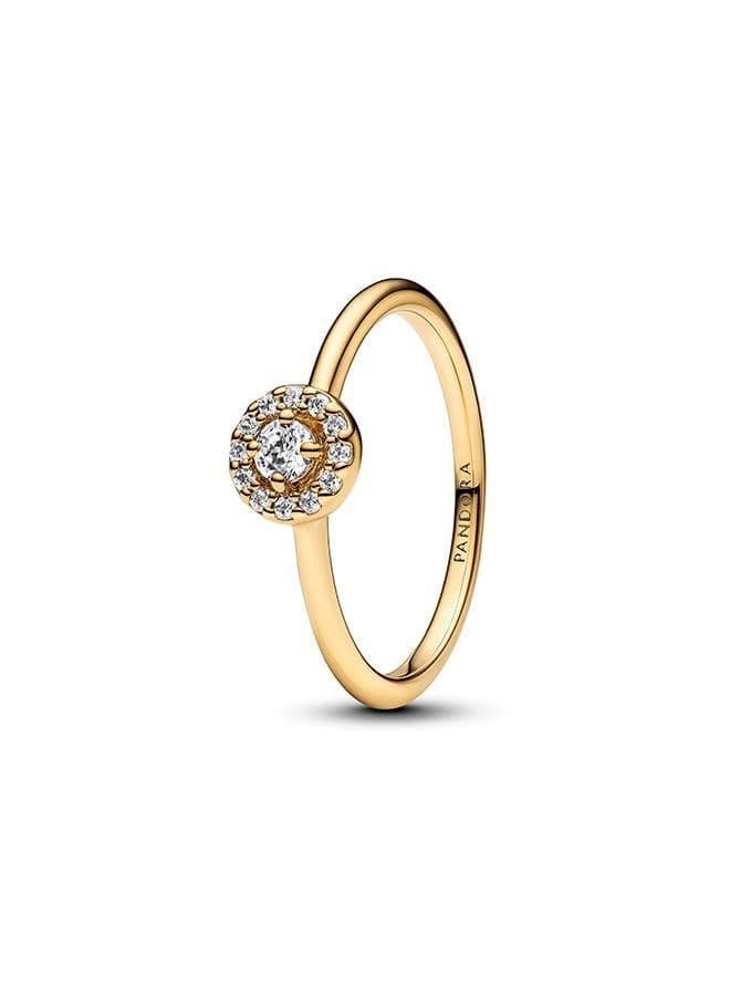Round Pavé Halo Ring in 14K Gold-Plated Finish - Image 1
