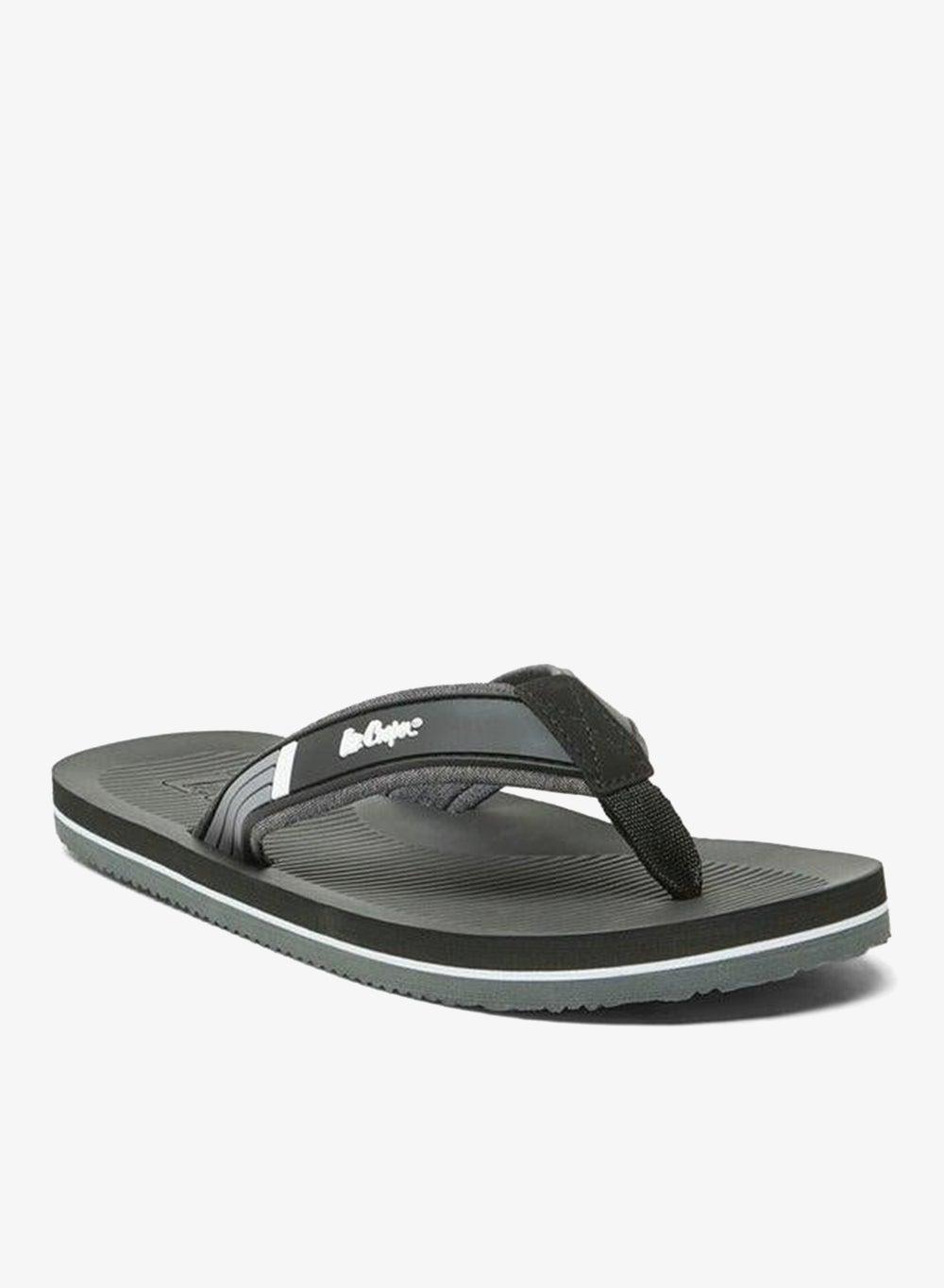 Men’s CY 8466A Black Logo Thong Slippers - Image 1