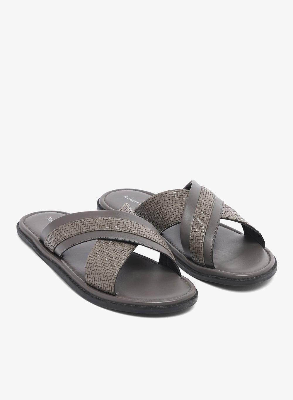 Mk Cl13 Grey Cross Strap Slip-On Sandals - Image 1