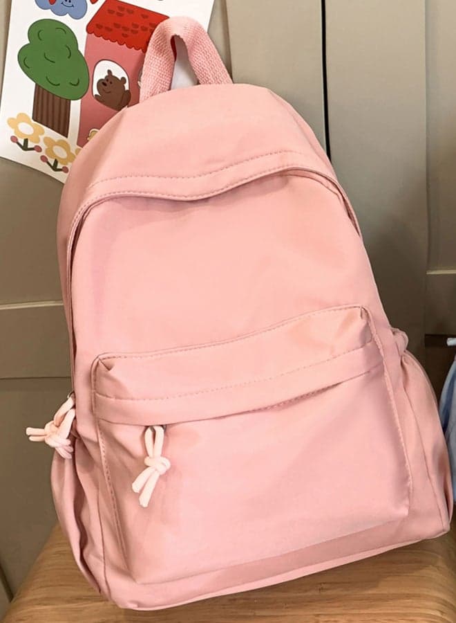 Take Two Solid Pink Zip Closure Backpack - Image 1