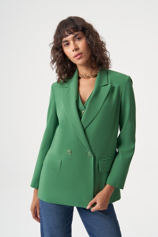 Green Woven Wool Blend Jacket – Classic Fit - Image 1