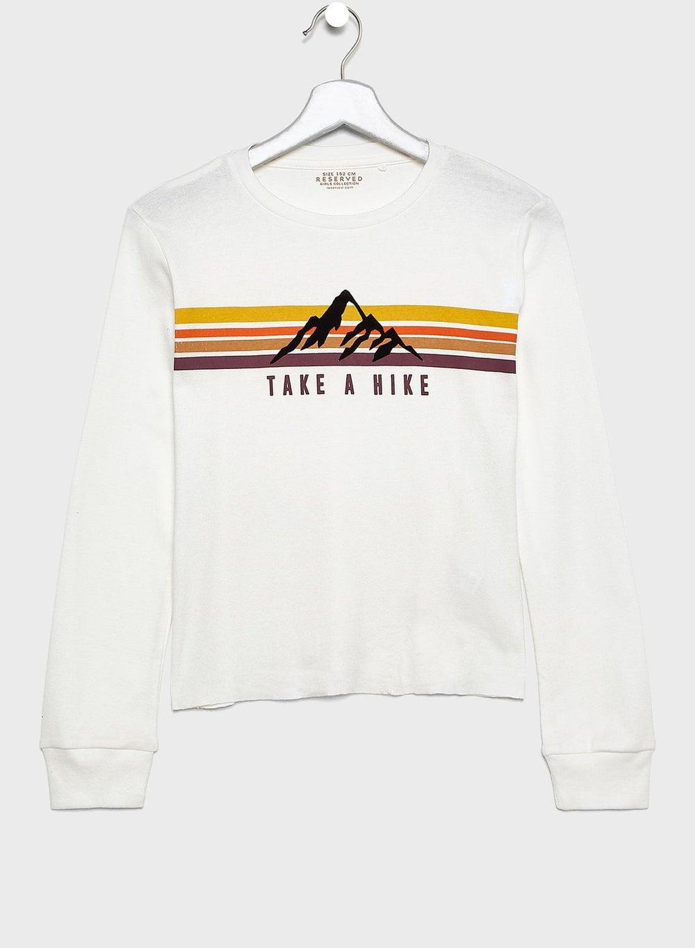 White Graphic Long Sleeve Tee Ws473 01X - Image 1