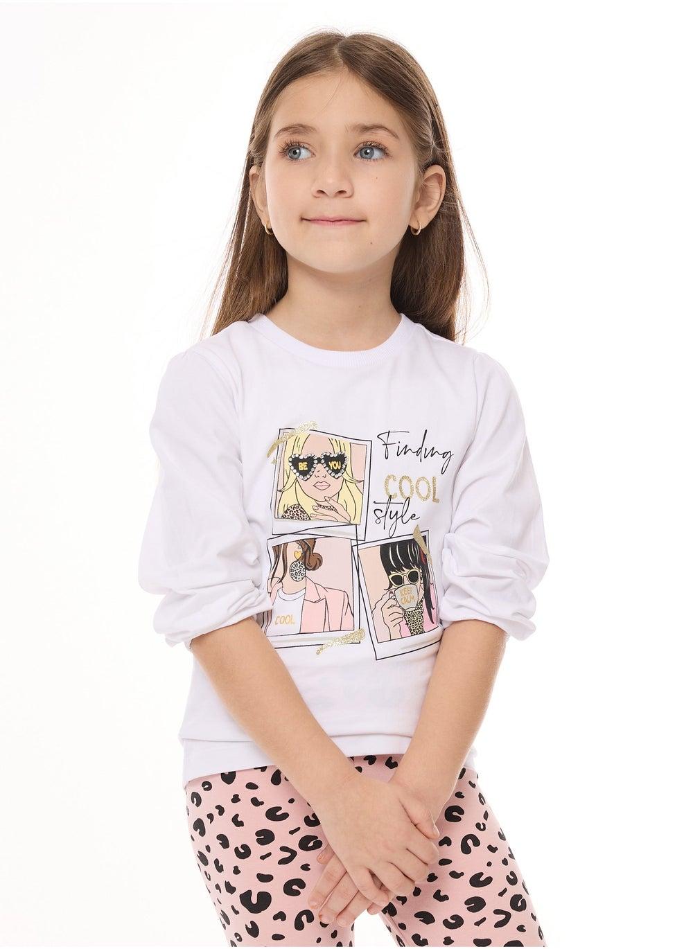 Embellished Pink Top & Printed Leggings Set - Image 1
