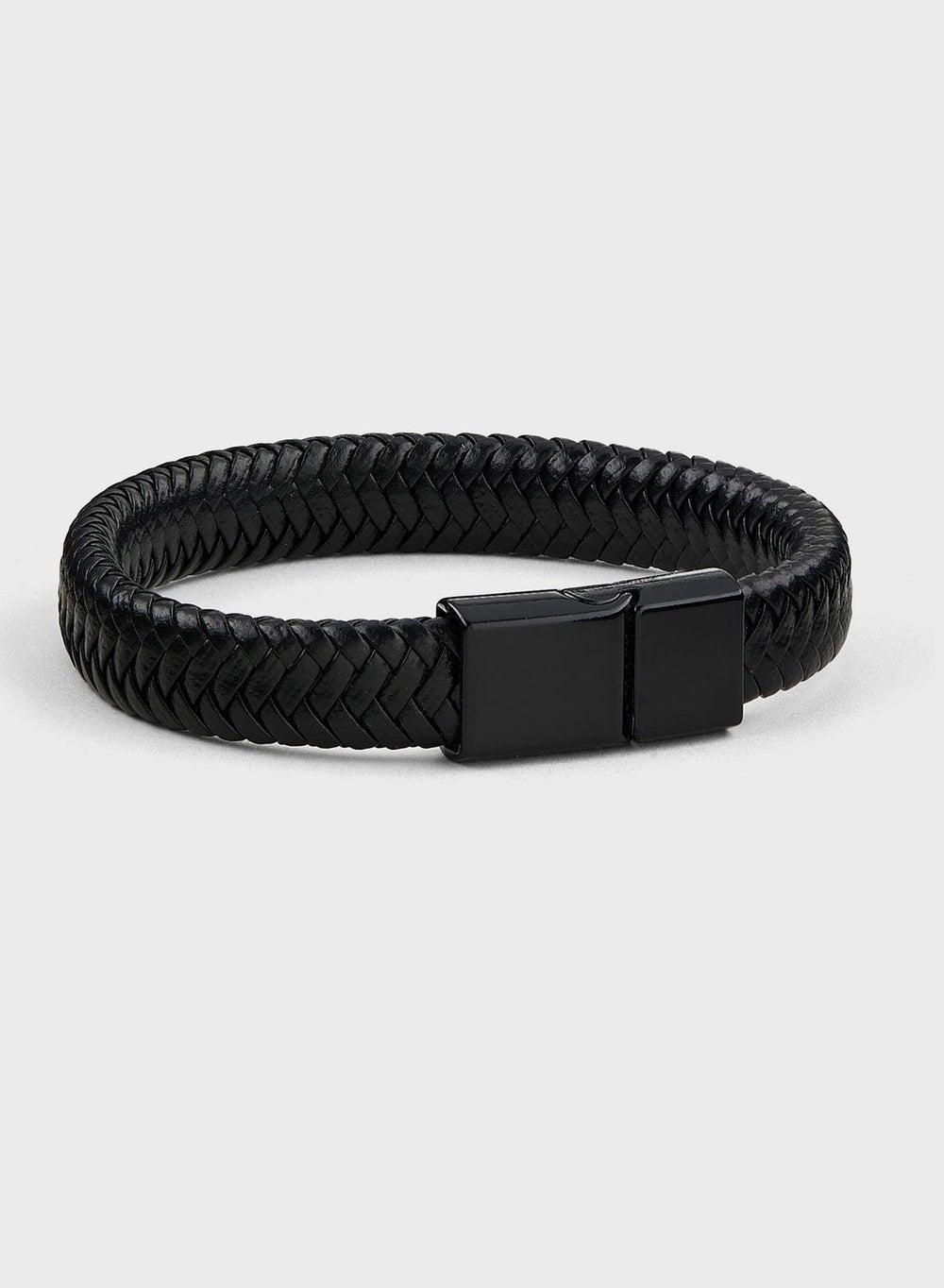 Black Plaited Bracelet B187 Magnetic Clasp - Image 1