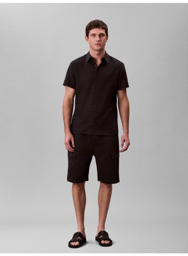 Calvin Klein Jeans Black Cotton Cargo Shorts Lv04Rc612Gub1 - Image 1