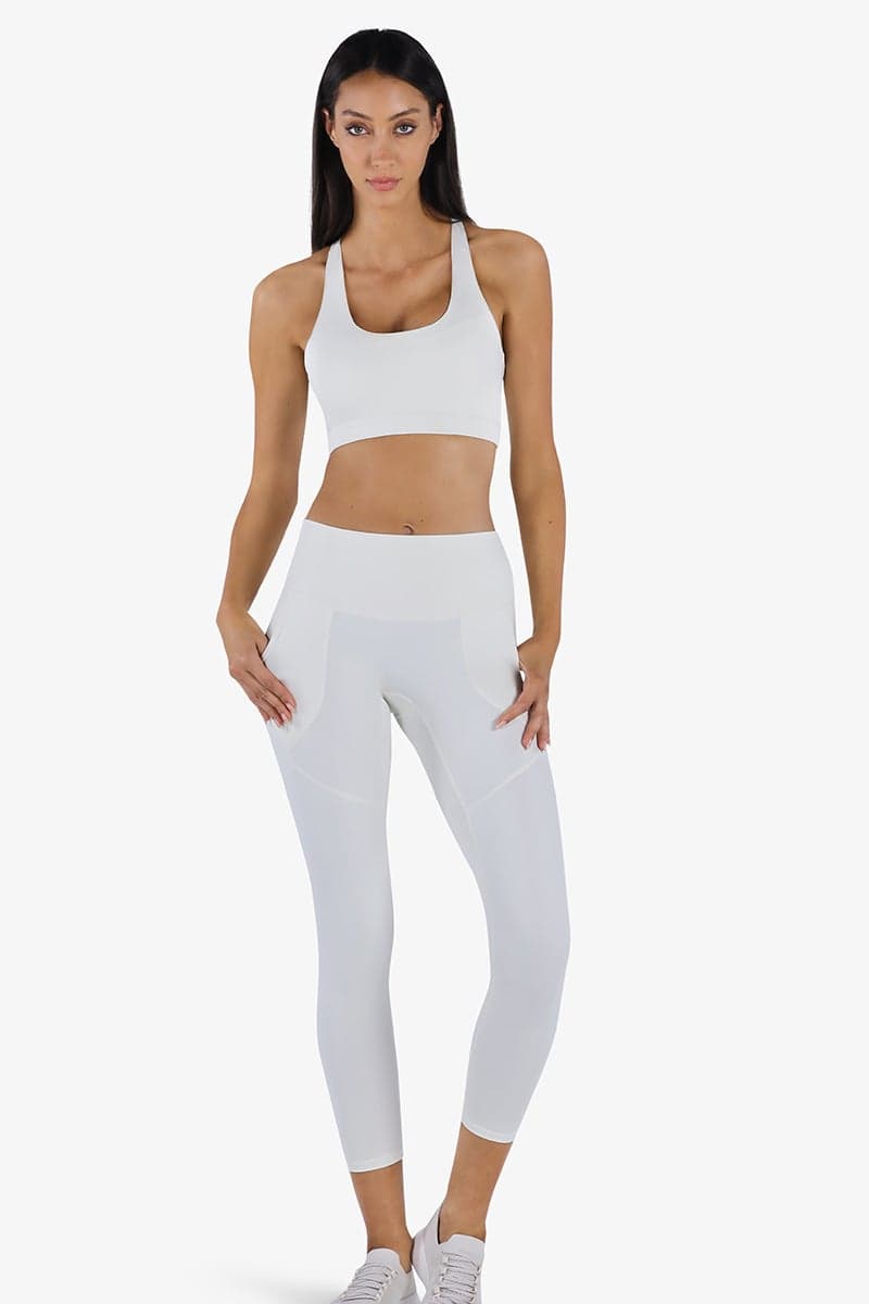 YesEco White Activewear Set High-Waist & Padded Bra - Image 1
