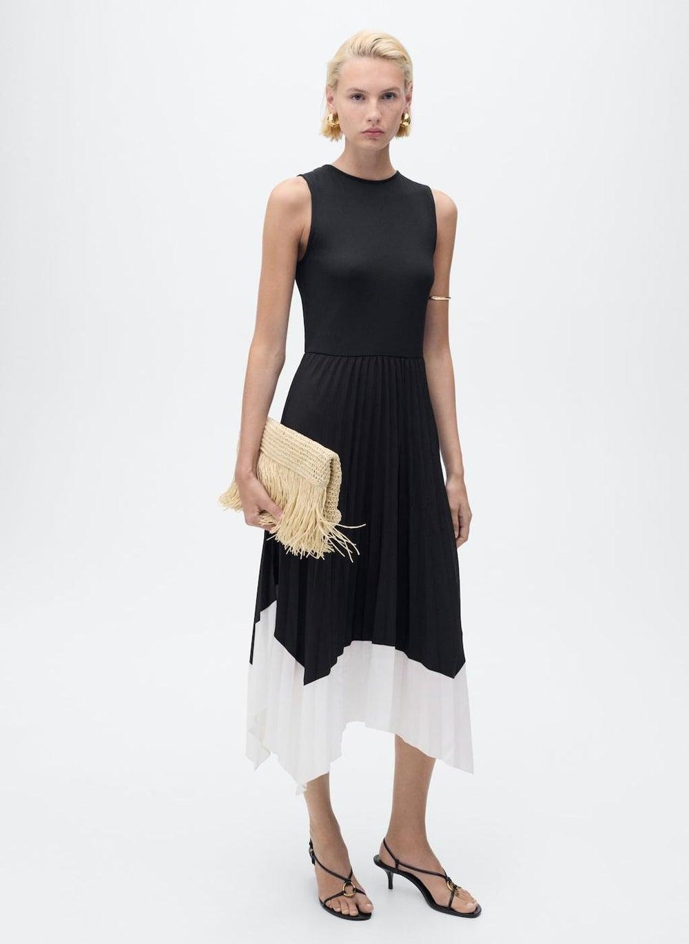 Two-Tone Pleated Midi Dress 17002546 - Image 1