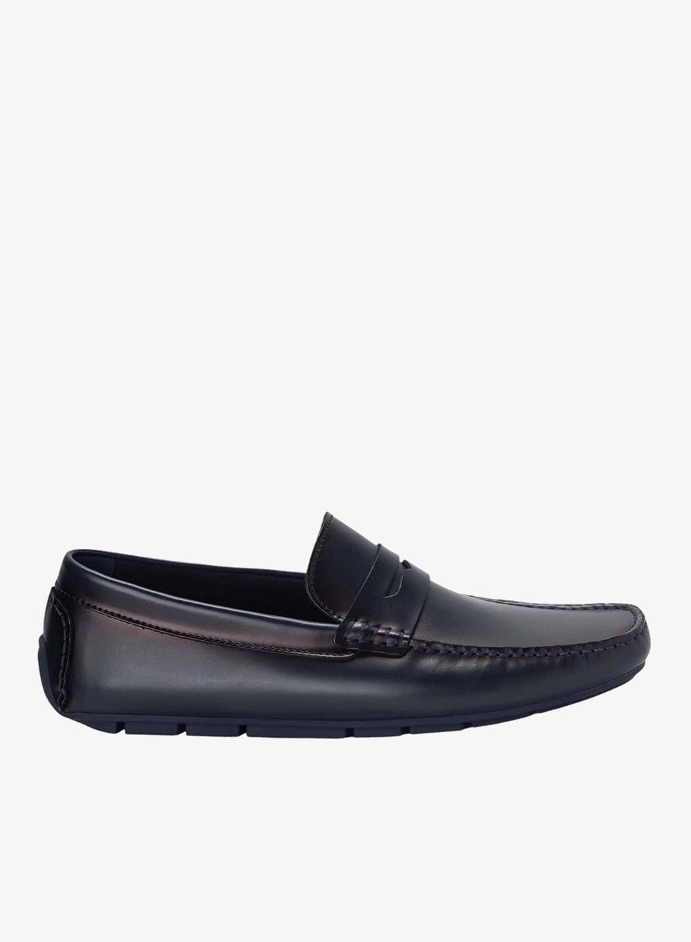 Bata Mocassino Black Leather Casual Loafers - Image 1