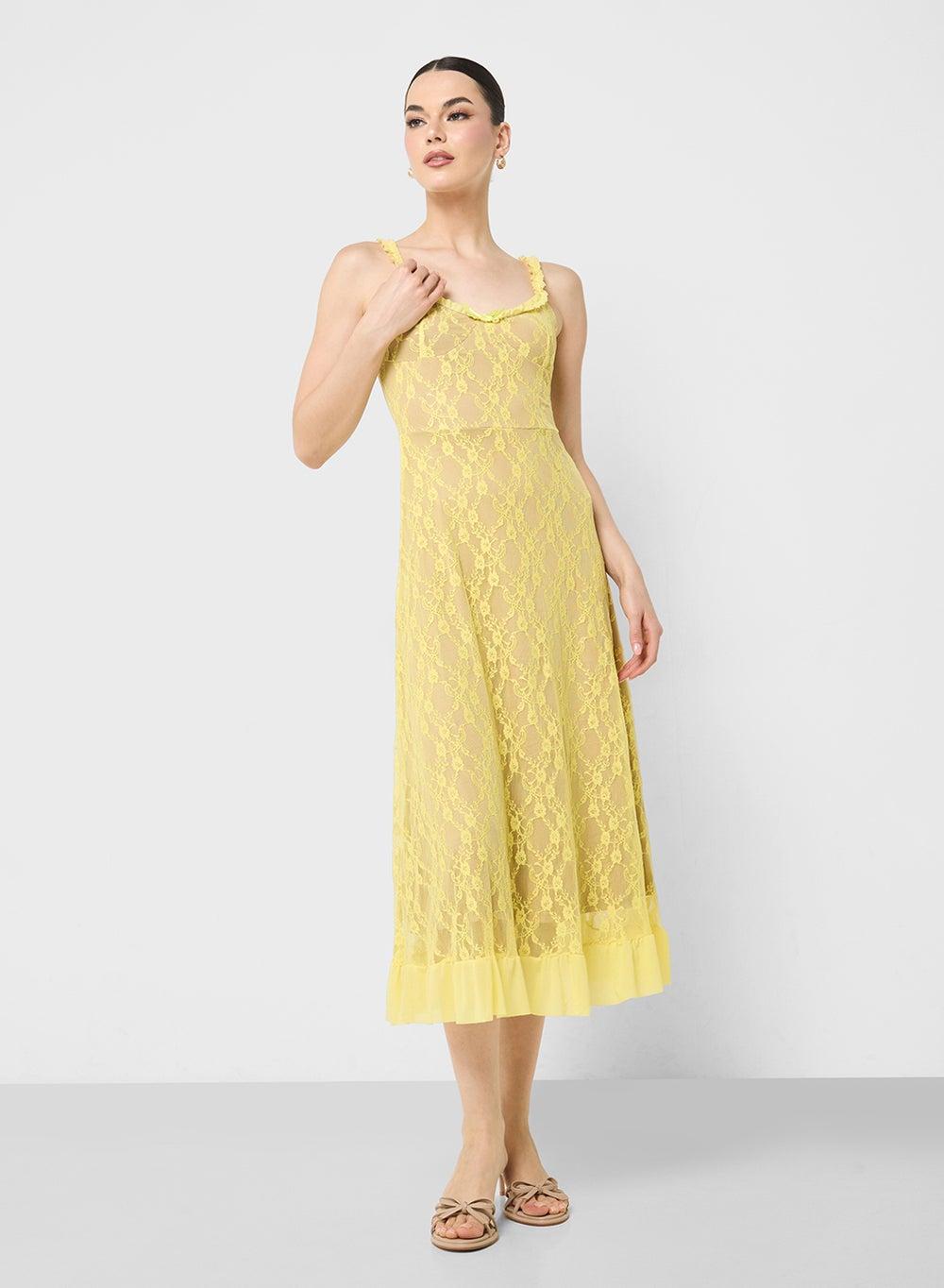 Lemon Lace Midi Slip Dress 25032891 - Image 1