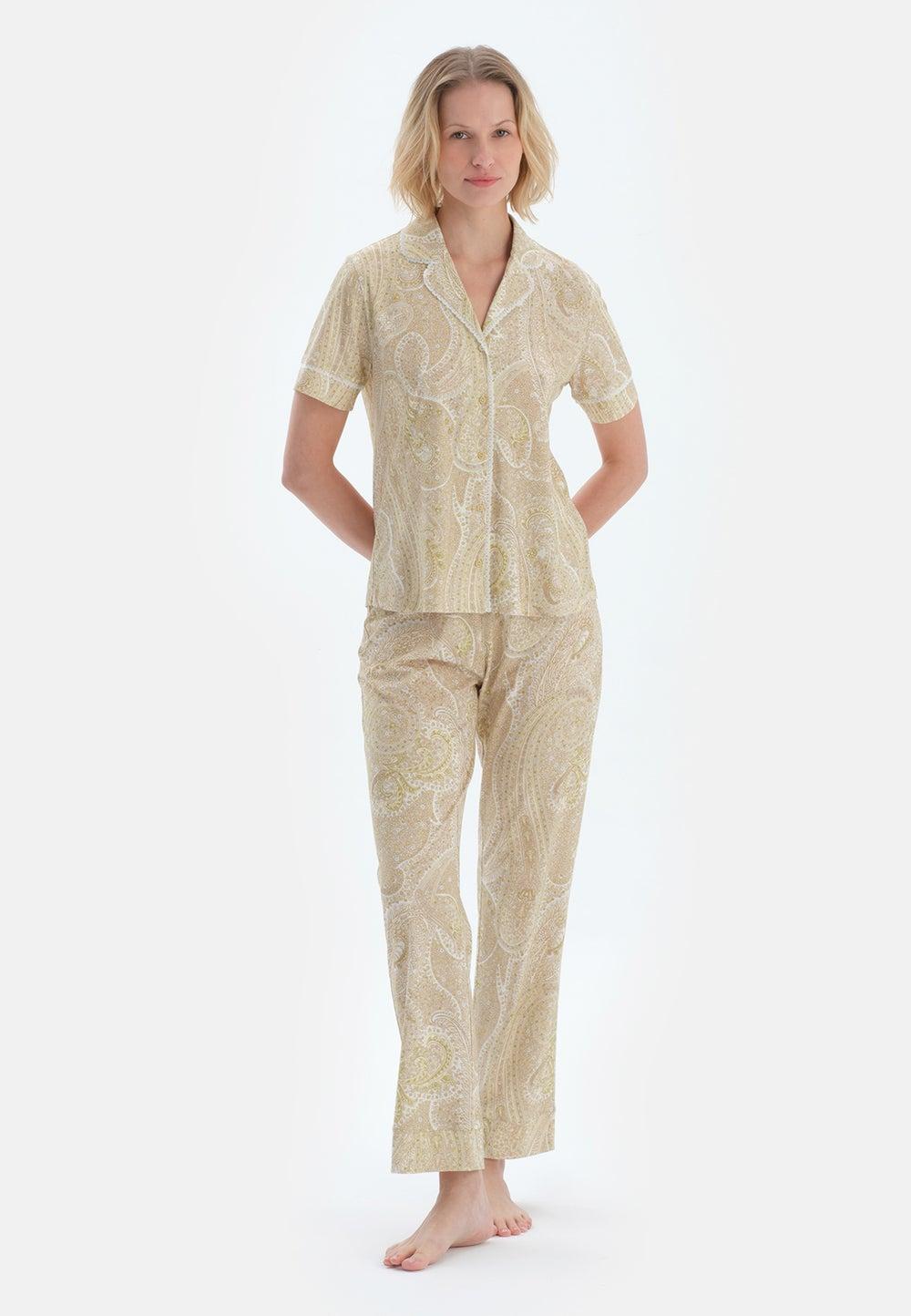 Light Green Graphic Cotton Pajama Set 25Sw17767Bb - Image 1