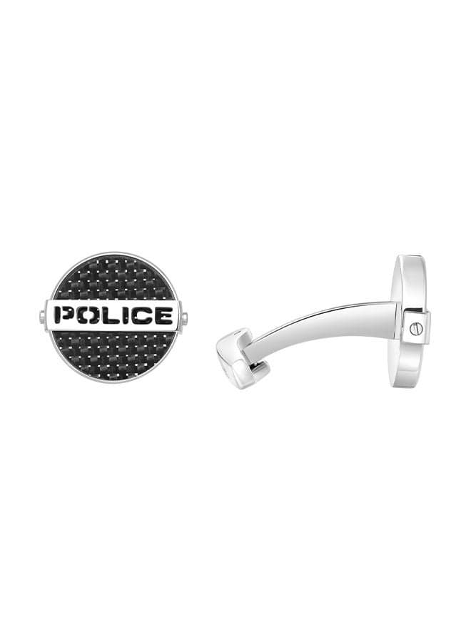 Cut Silver Black Stainless Steel Men's Cufflinks - Image 1