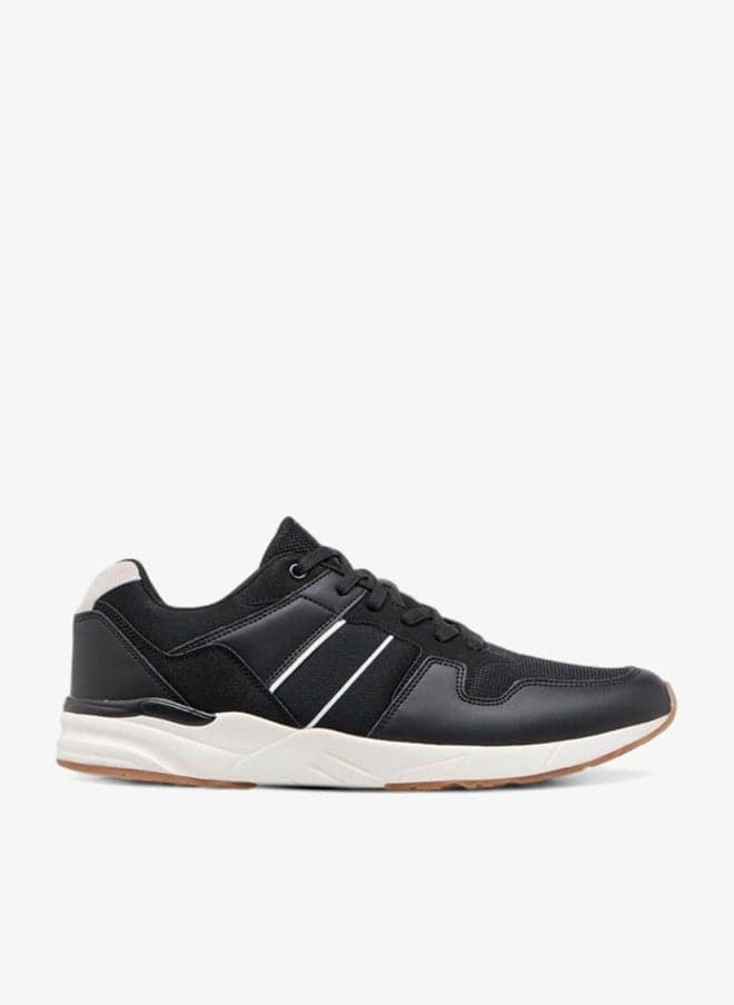 Men’s Black Panelled Lace-Up Sneakers Wat24195 - Image 1