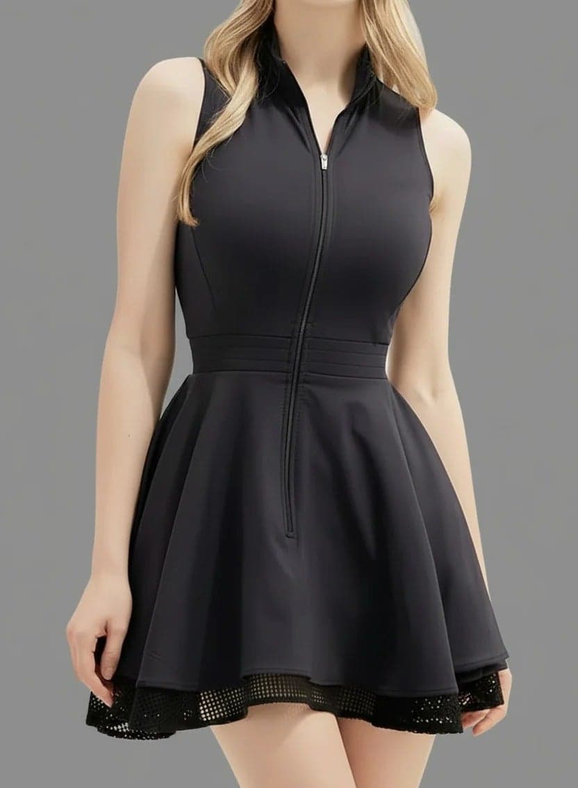 Wiktoria Black Padel Tennis Dress SVL Fit & Flare - Image 1