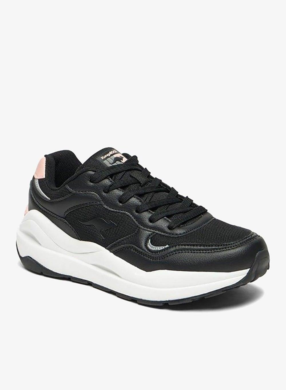 Panelled Lace-Up Women's Black Low-Top Sneakers Sho23Aa025W - Image 1