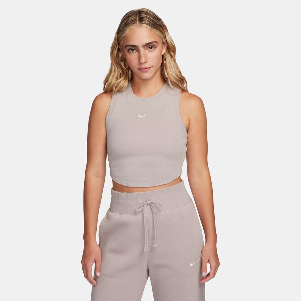 Chill Mini-Rib Cropped Tank – Beige Luxury Essential - Image 1
