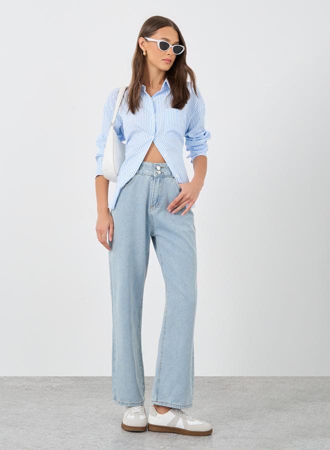 Mid Rise Straight Fit Blue Jeans for Women - Image 1