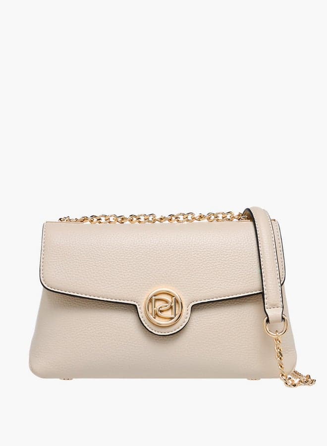 Ivory Textured Chain Crossbody Bag Uu42920 - Image 1