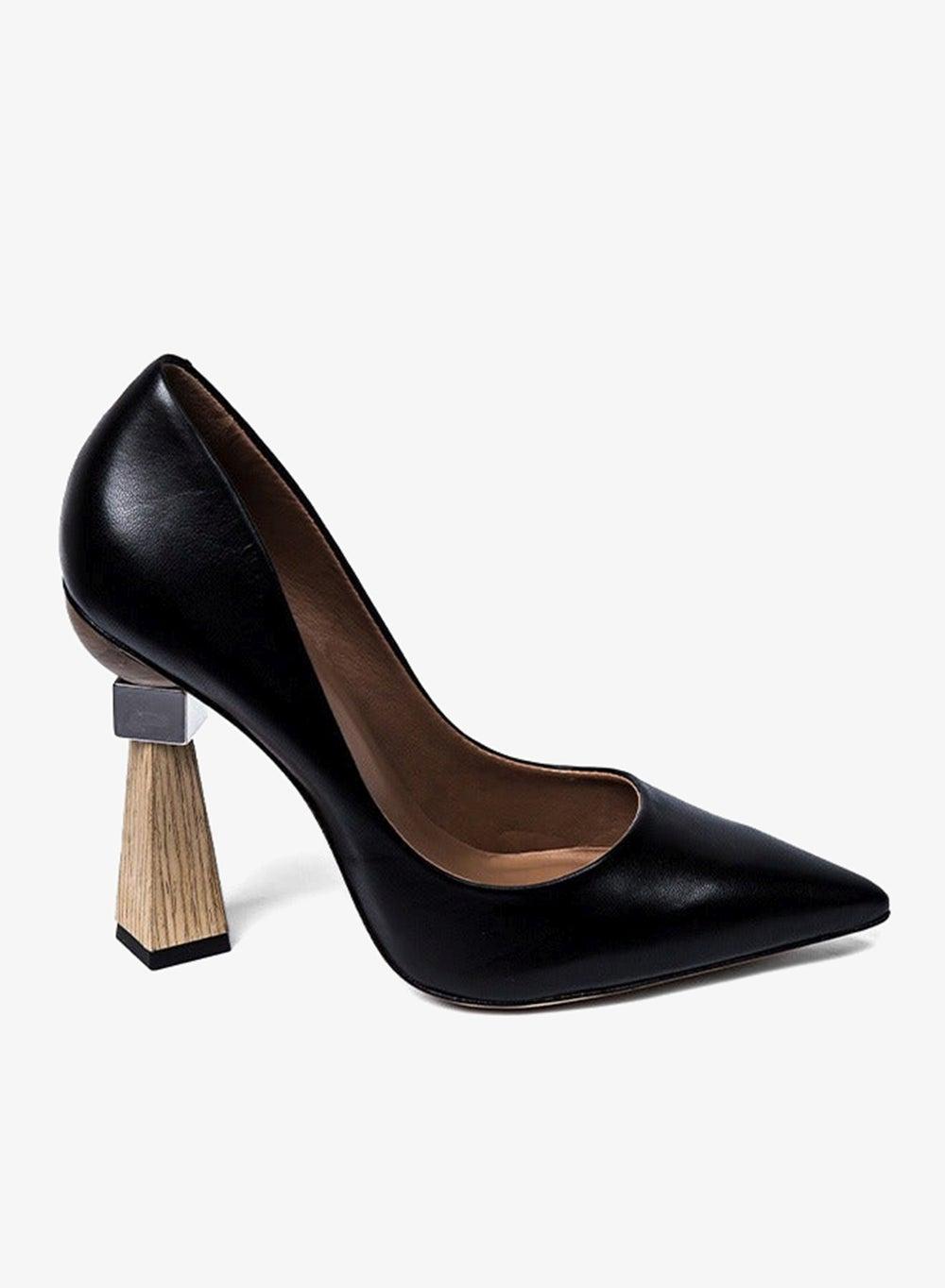 Zydo Black Leather Flared Heel Pumps - Image 1