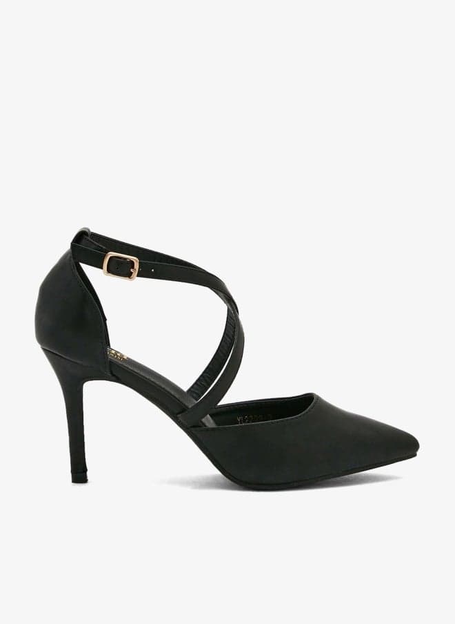 Cross Over Strap Pointed Pump Yl2209 3 Black - Image 1