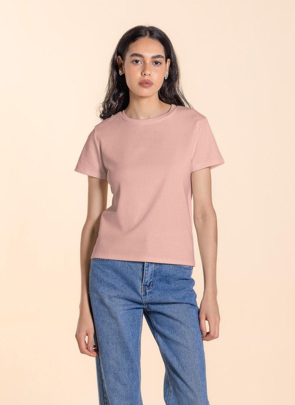 Basic Comfort Fit T-Shirt in Soft Pink - Image 1