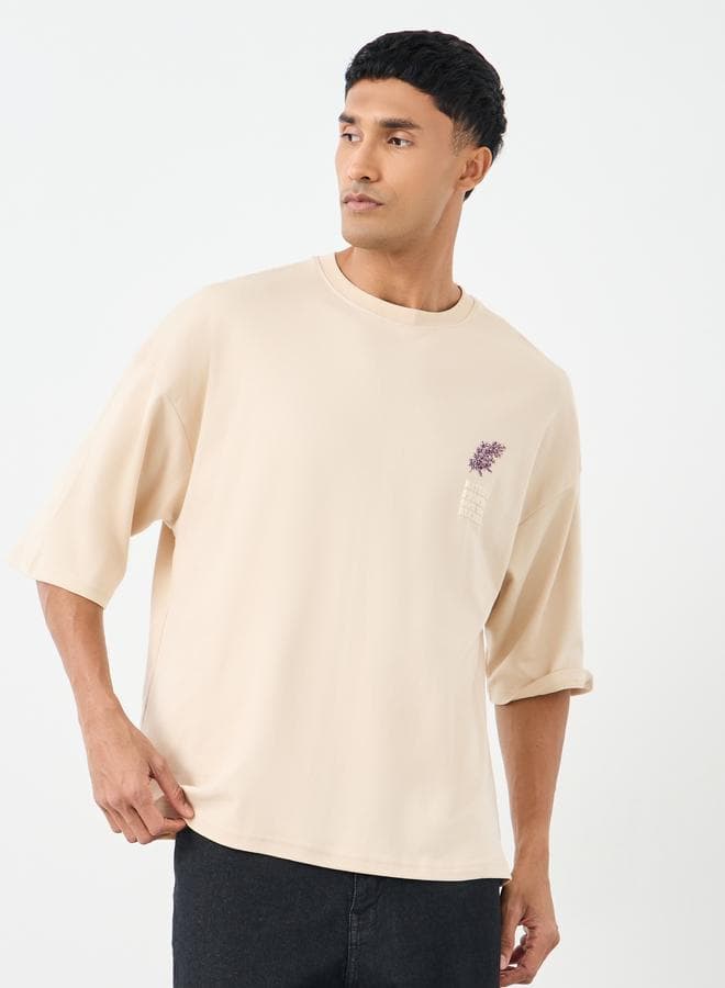 Men’s Off White Graphic Boxy Fit Cotton T-Shirt - Image 1