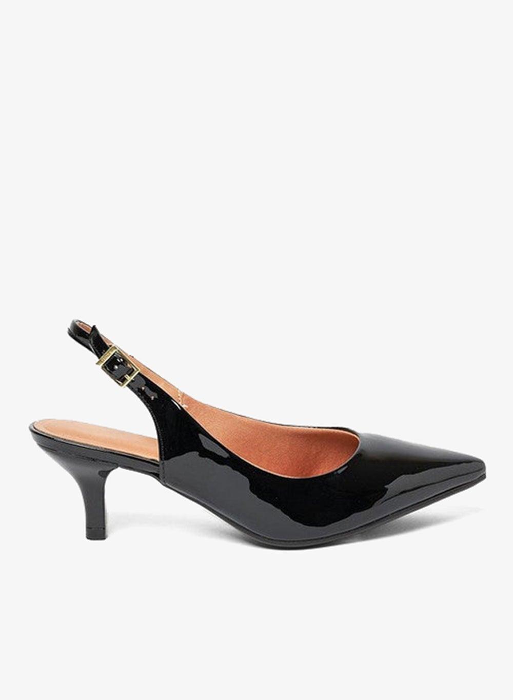 Classic Black Mid Heel Slingback Pumps for Women - Image 1