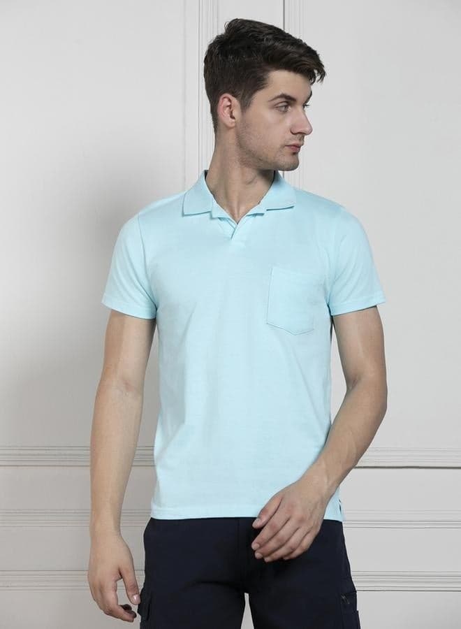 Light Blue Cotton Polo T-Shirt Regular Fit Classic - Image 1