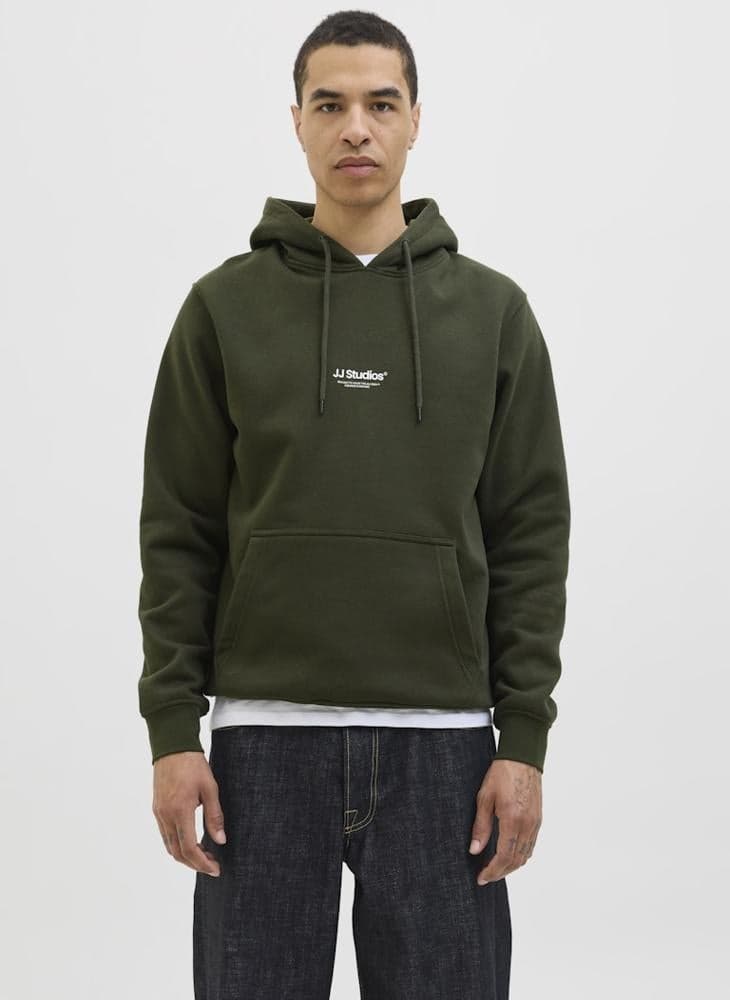 Men’s Green Graphic Logo Pullover Hoodie 12278789 - Image 1
