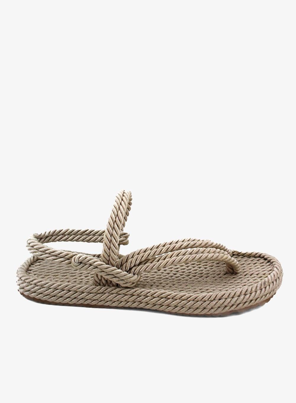 Ivory White Crossed-Out Rope Flat Sandals - Image 1
