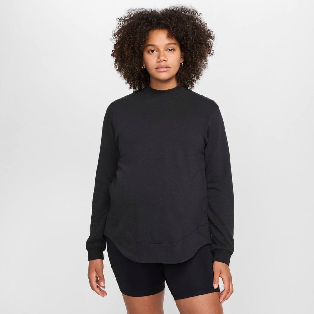 Reversible Maternity Sweatshirt Top – Black High Neck - Image 1