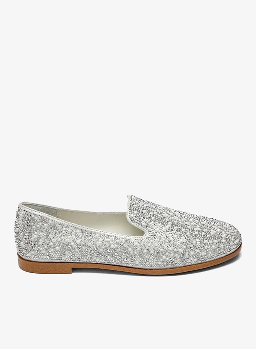 Ingbert Silver Leather Embellished Classic Loafers - Image 1
