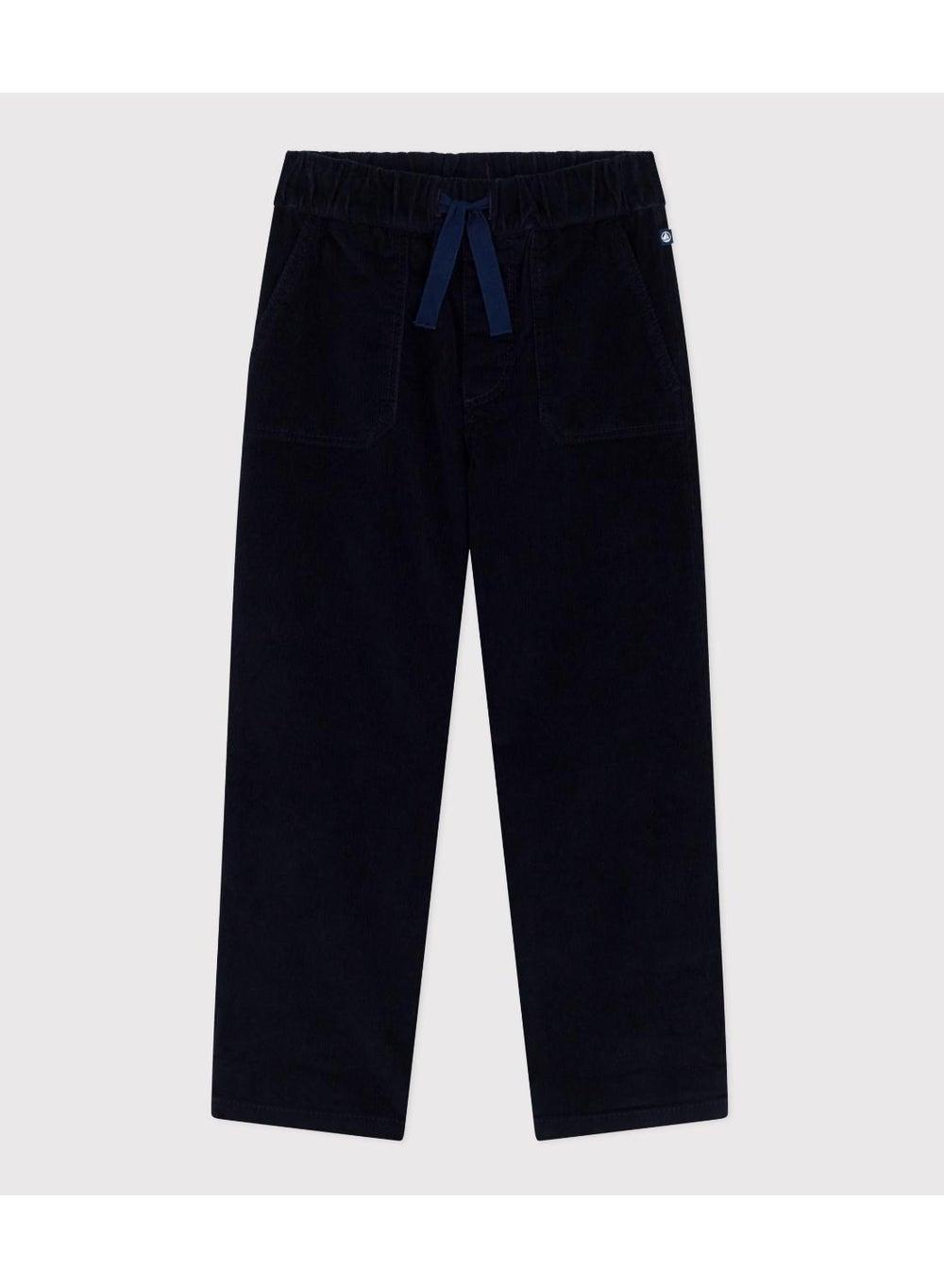 Boys Navy Corduroy Straight Fit Trousers - Image 1