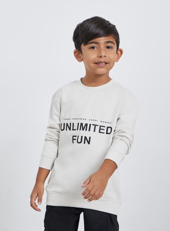 Styli Boys Off White Graphic Relaxed Fit Sweatshirt - Image 1