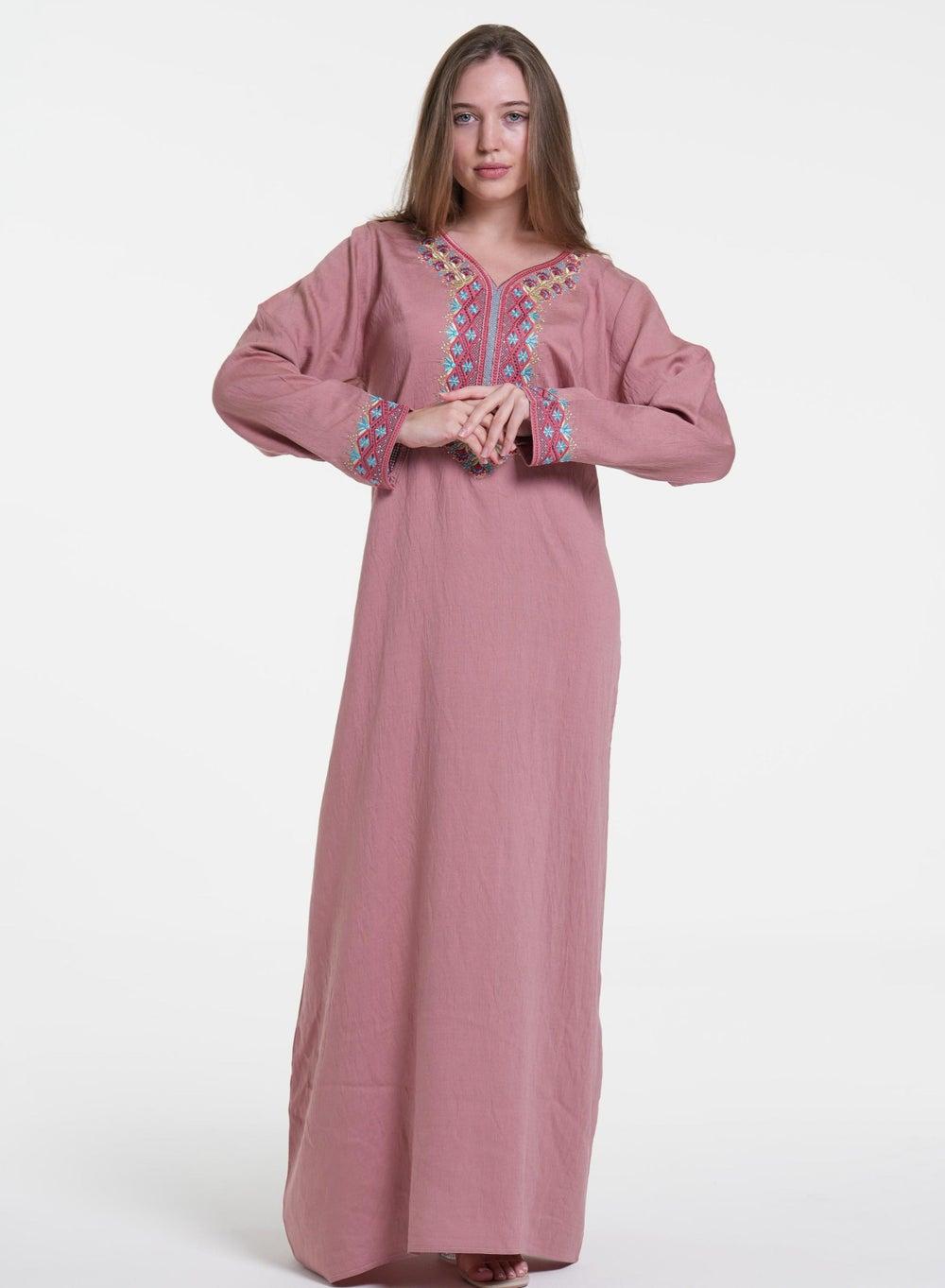 Pink Arabian Jalabiya Dress – Syrian Traditional Elegance - Image 1