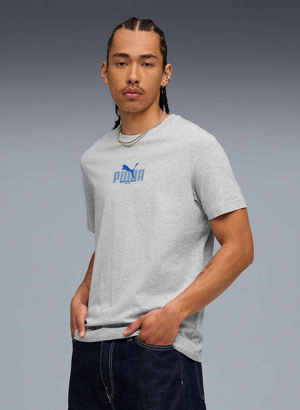PUMA 68803204 Graphic Cotton Tee Light Gray - Image 1