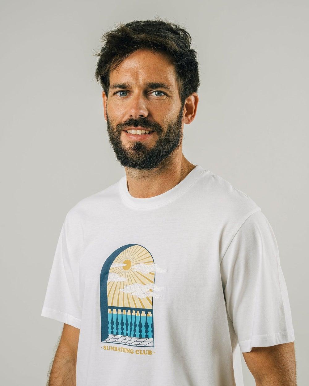 Sunbathing Club Embroidered Organic Cotton White T-Shirt - Image 1