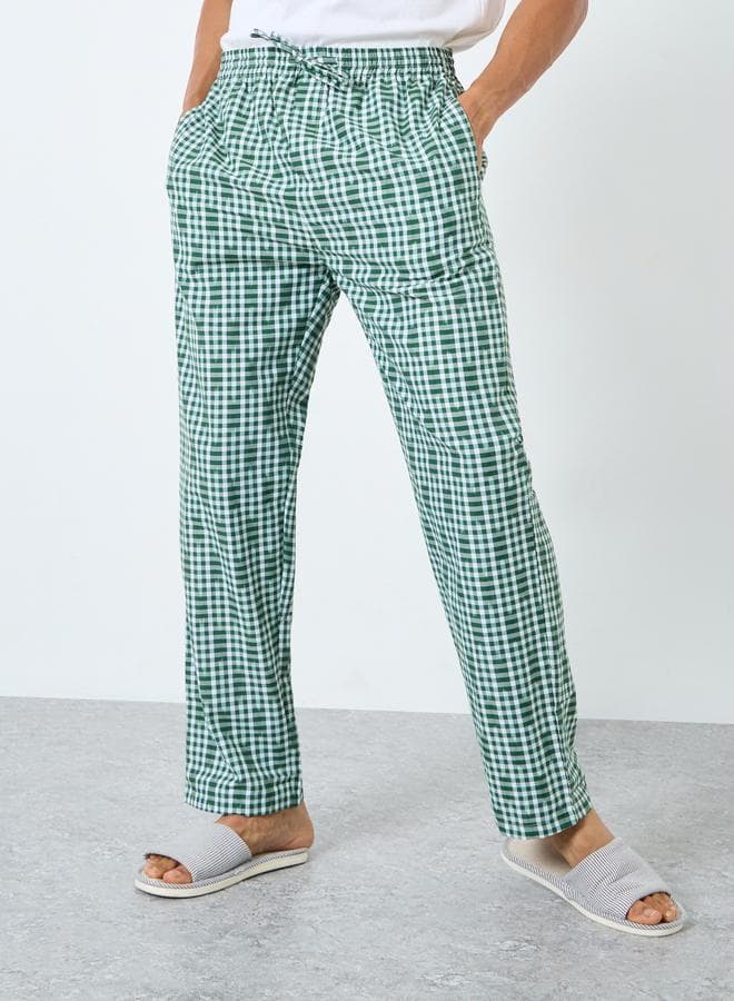 Styli Men’s Green Checkered Cotton Pyjama Pants - Image 1