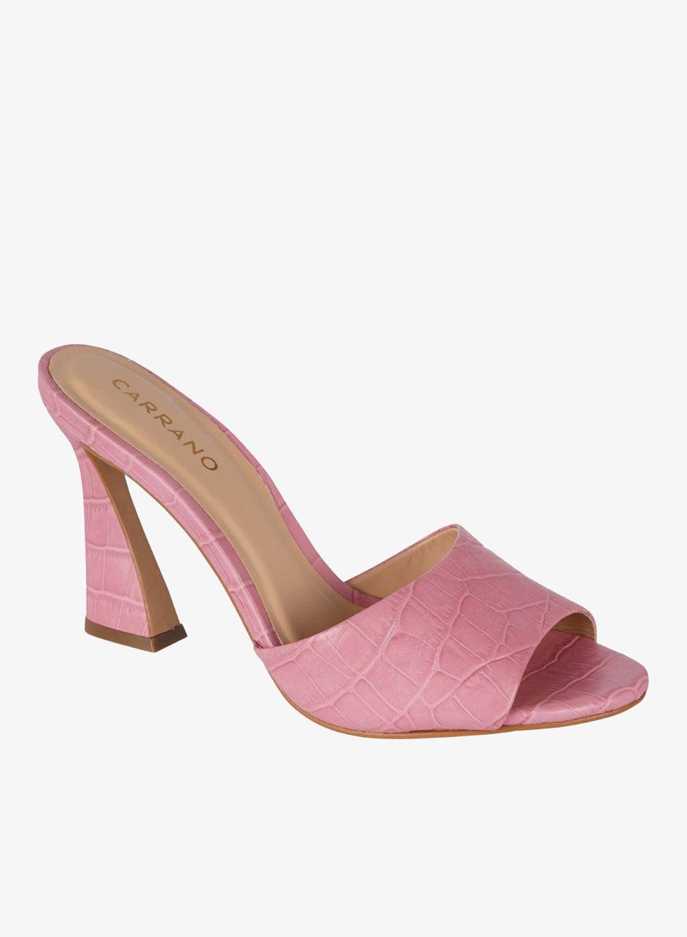 Carrano 387002B Pink Leather Open Mule High Heel - Image 1