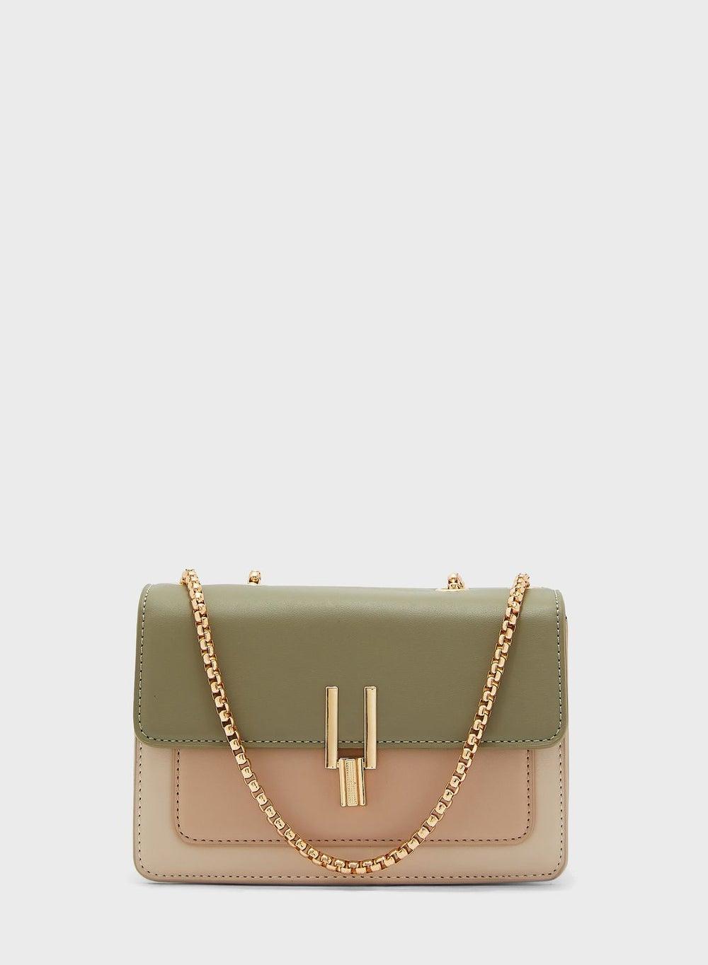 Kc2111 Colorblock Faux Leather Satchel Crossbody - Image 1