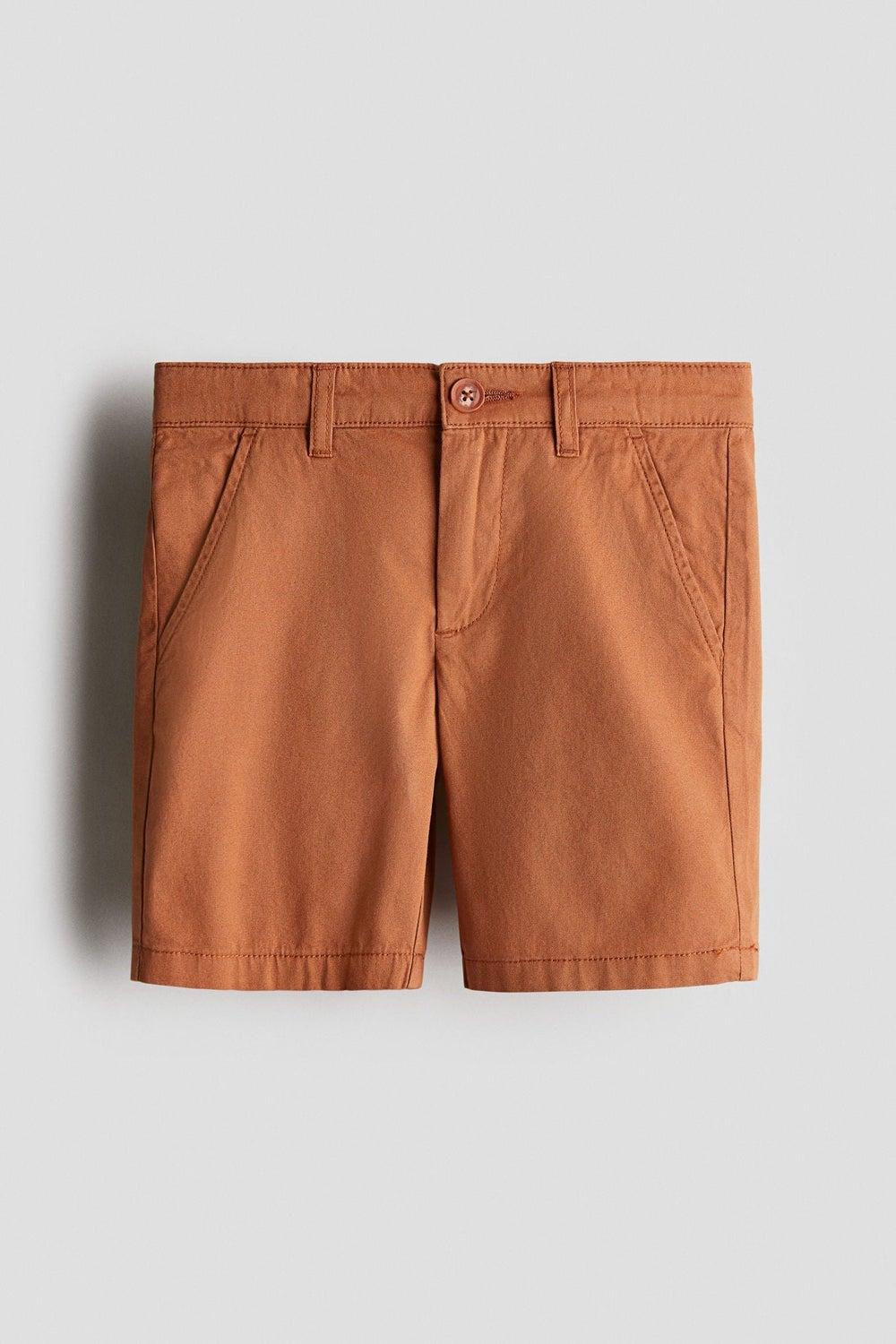 Rust Brown Cotton Chino Shorts Adjustable Waist - Image 1
