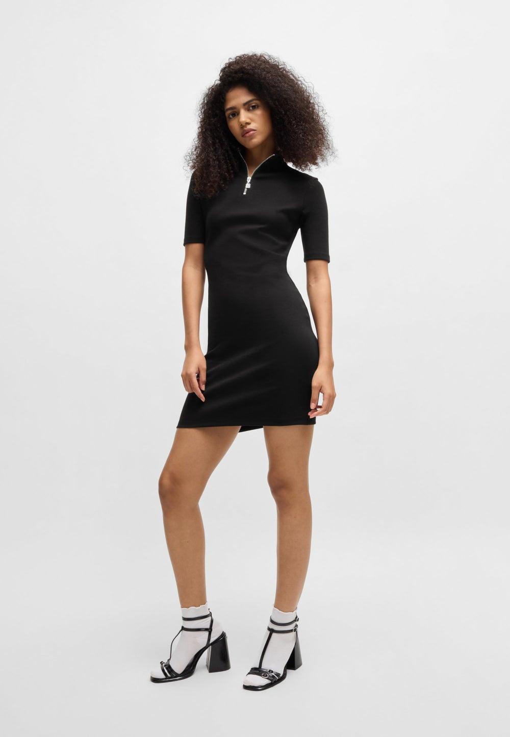 HUGO Zip-Neck Cotton Blend Mini Dress 50520086001 - Image 1