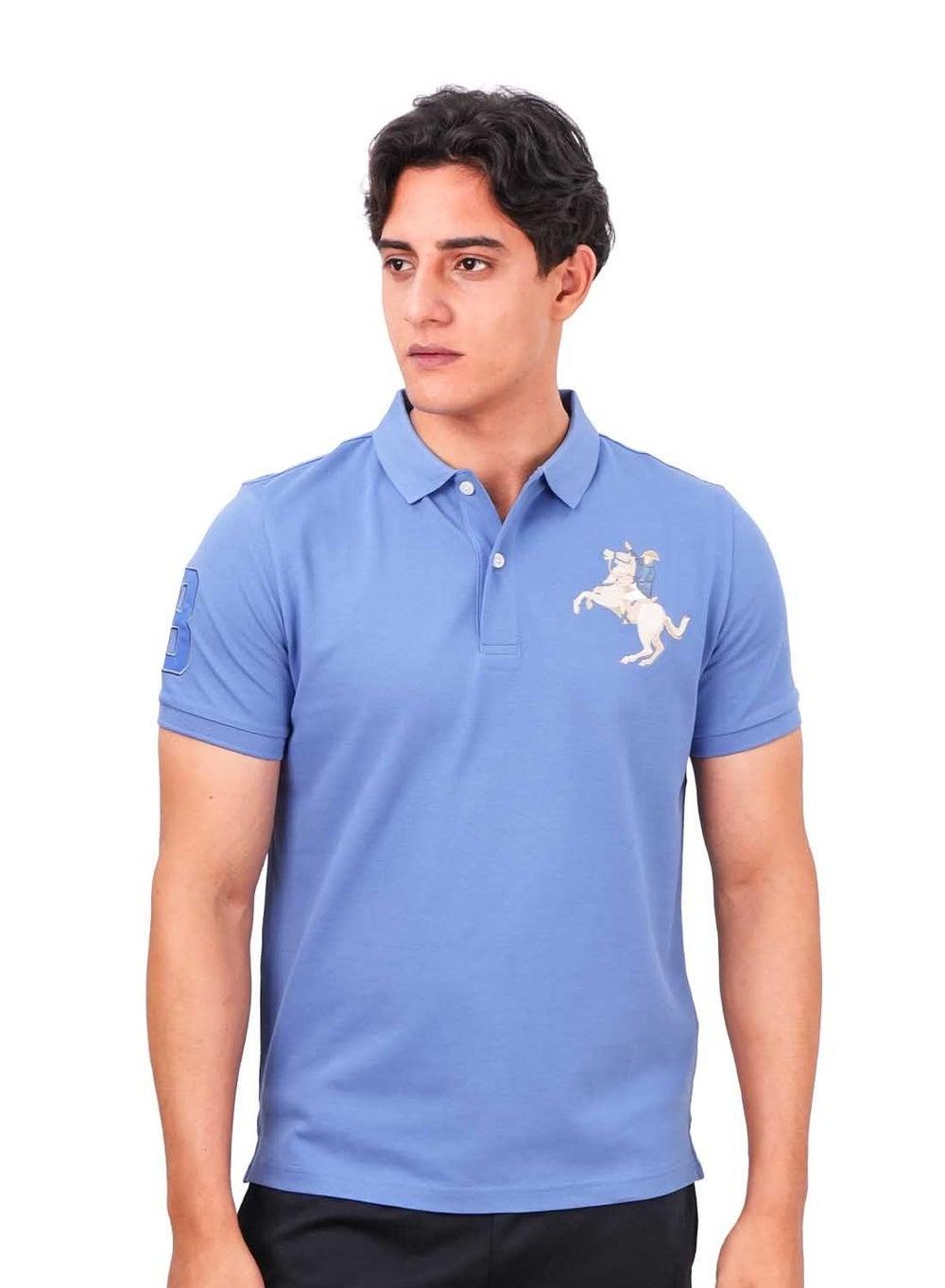 Giordano Slim Fit Cotton Pique Polo Blue - Image 1